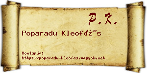 Poparadu Kleofás névjegykártya